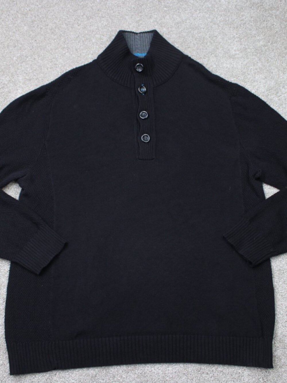 Carbon‎ 2 Cobalt Sweater Mens XL Black Knit 100% Cotton Pullover Sweatshirt